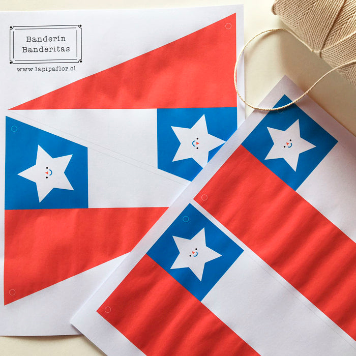 BANDERÍN BANDERITAS CHILE<br>DESCARGA GRATIS EN LA DESCRIPCIÓN