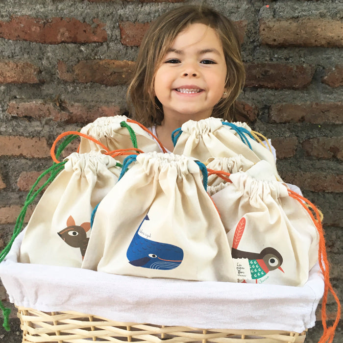 12 Bolsitas de tela<br>Cumpleaños Fauna de Chile ACTIVO