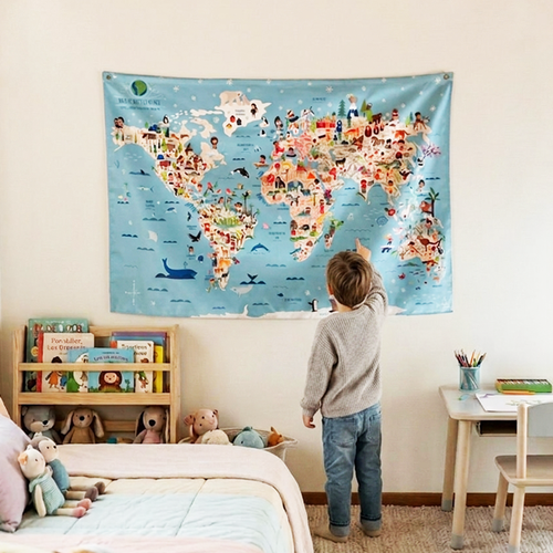 MAPA MUNDI DE TELA (103 X 70CM)