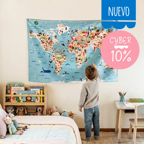 MAPA MUNDI DE TELA (103 X 70CM)